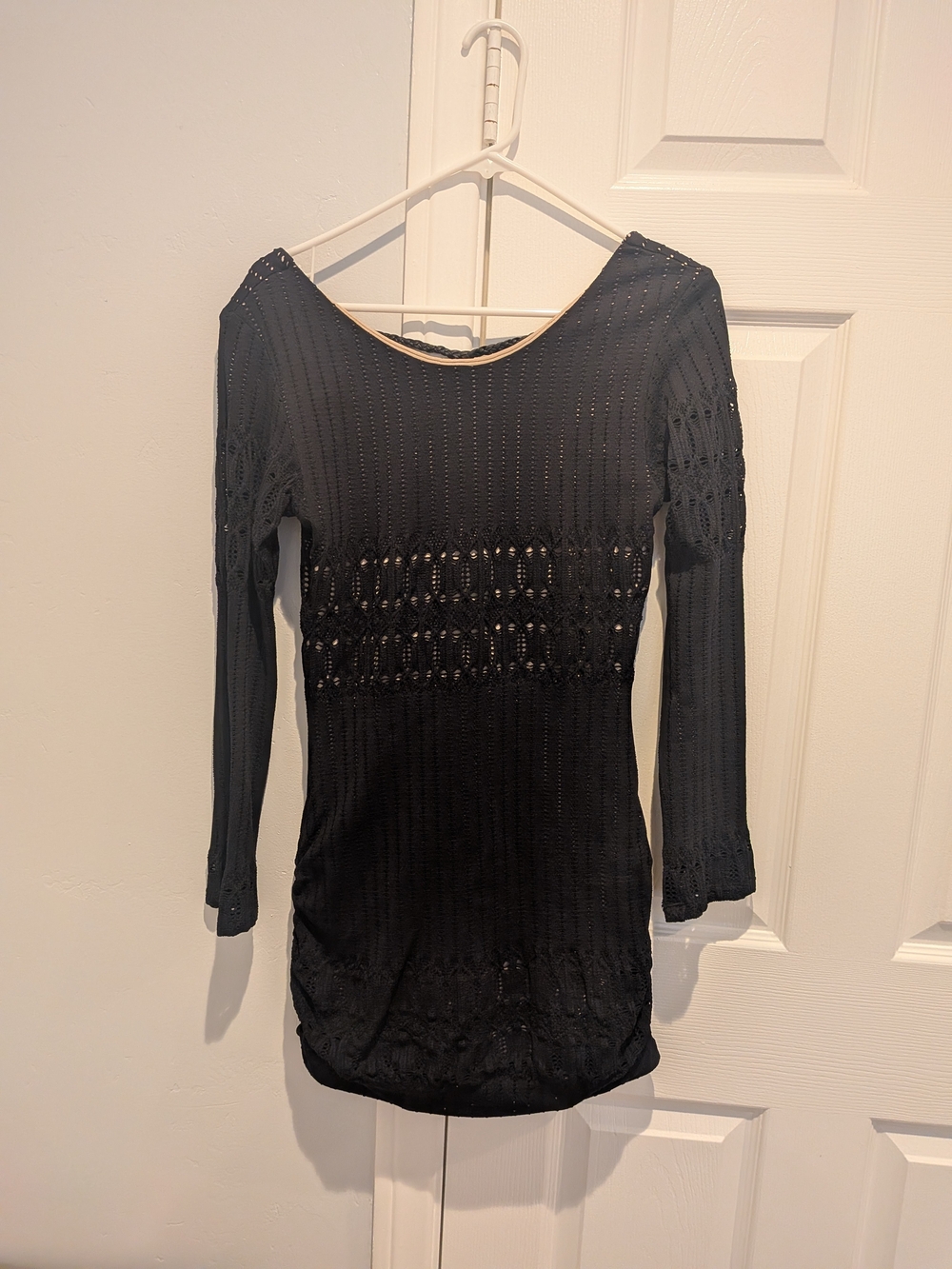 Sky Black Crochet Mini Dress